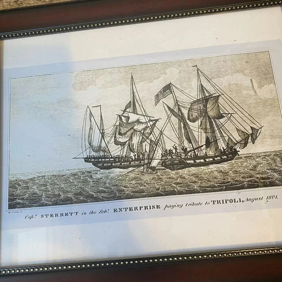 VTG Capt Sterrett Enterprise paying tribute Tripoli August 1801 Frame Art Print - Picture 4 of 8